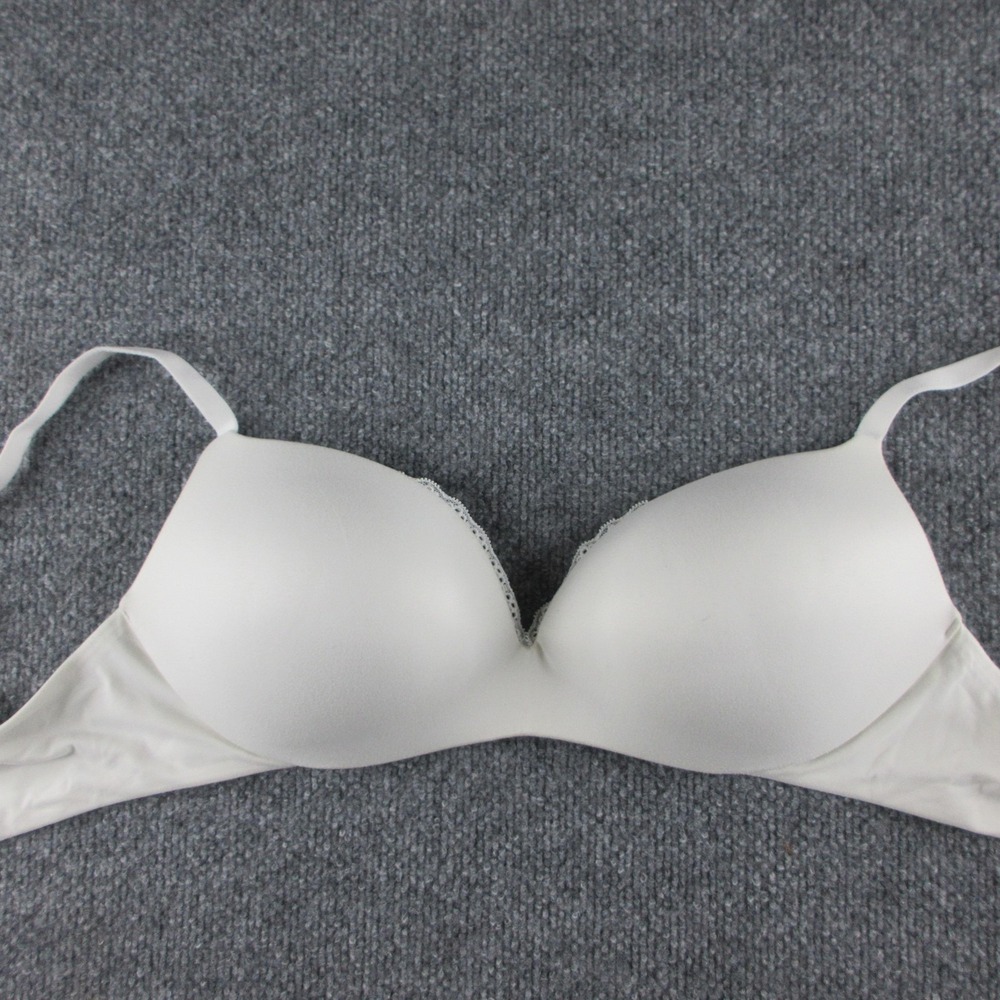 Victoria's Secret T-Shirt Bra Womens 34D White Plunge Padded Underwire Lace